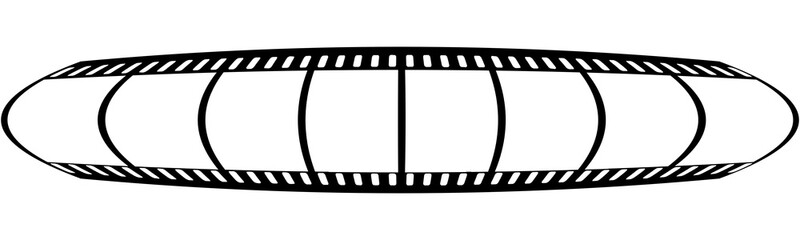 Filmstrip Inflate Shape, isolated transparent png background. Blank space filmstrip with frame, representing photography and cinema concepts  videography elements, cinema movie reel.