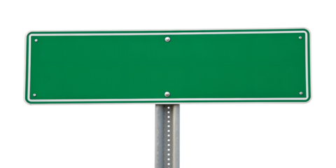 Green Street Sign on White, Urban Signage, City Directional Marker, Traffic Guide Sign, Cut Out