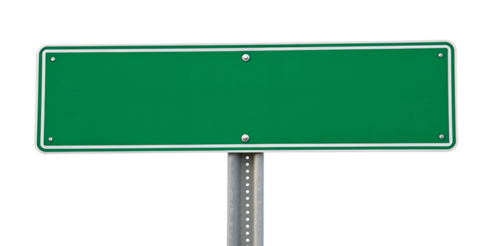 Green Street Sign on White, Urban Signage, City Directional Marker, Traffic Guide Sign, Cut Out