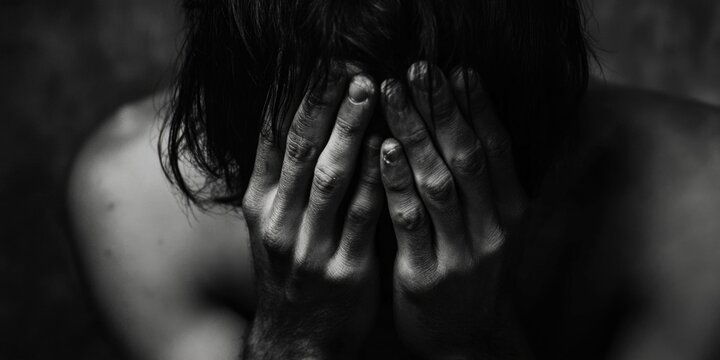 A woman hiding her face with her hands, conveying embarrassment or shame