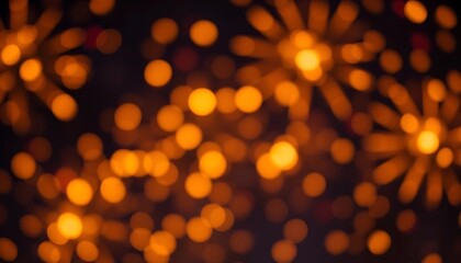 Blurred illuminated lights creating a warm golden and dark scene