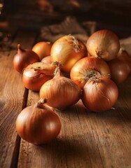 経年劣化したテーブルと柔らかな光が、玉ねぎ