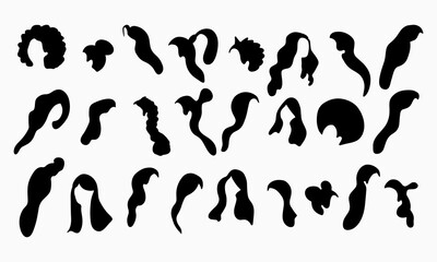 A large set of women's hairstyles for your projects.