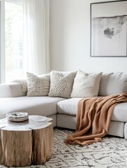 A room with furnished interior featuring a modern living space