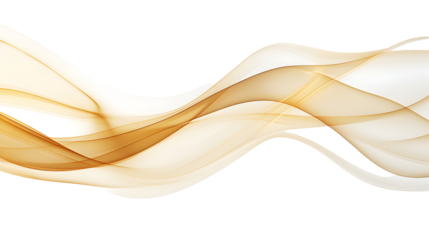 Golden smoke curve on white or transparent background