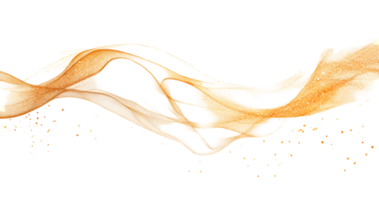Golden smoke curve placed on white or transparent background