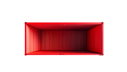 3d rendering of open empty red shipping container side view Isolated on white background