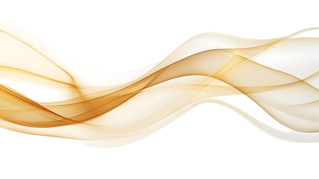 Golden smoke curve on white or transparent background