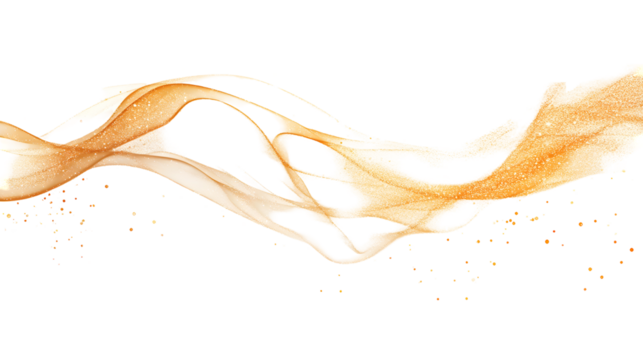 Golden smoke curve placed on white or transparent background
