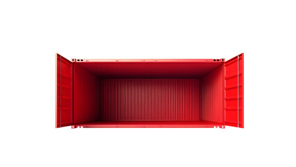 3d rendering of open empty red shipping container side view Isolated on white background