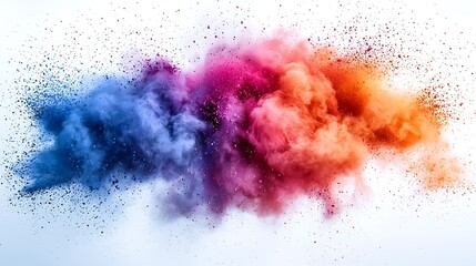 Fototapeta premium Colorful powder explosion, studio shot, white background, design element
