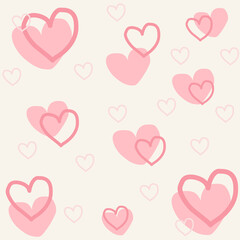 Vector romantic seamless pattern with hand-drawn pastel color hearts doodles. Use Valentine's Day theme for cards, wedding invitations, scrapbooks, wrapping paper, fashion textiles, and stationery.