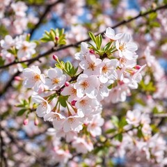 Vibrant sakura tree blossoms in spring showcasing bright colors and energetic mood