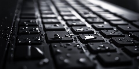 A close-up shot of water droplets on a keyboard