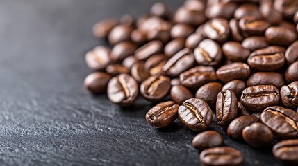 Naklejka premium Coffee beans on dark stone