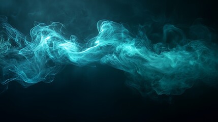 Cyan smoke swirls against a black backdrop; could be used for abstract background