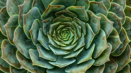 Fototapeta premium Close-Up View of Echeveria Succulent Plant with Layered Green Leaves and Delicate Texture