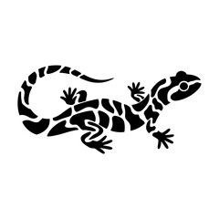 Tribal Salamander Vector Silhouette – Black and White Reptile Illustration – Lizard, Geometric Tattoo, Wildlife, Exotic Amphibian, Nature Symbol, and Animal Graphic Design