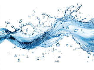 Water splashing in an abstract motion with droplets and waves