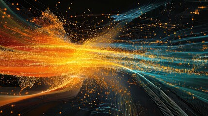 Obraz premium Abstract digital energy explosion in a dark space