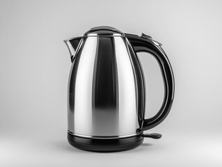 Stainless steel electric kettle on a plain background
