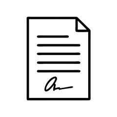 Document with signature on plain background