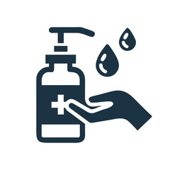 Obraz premium Hand dispensing liquid soap from pump bottle