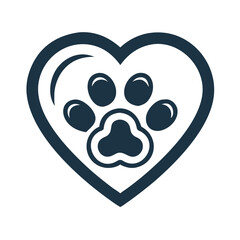Heart shape with paw print inside