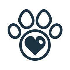 Naklejka premium Paw print with heart shape on white background
