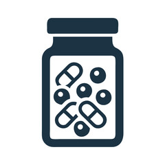 Pills and capsules in a medicine jar