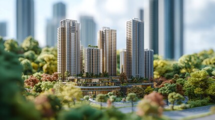 Obraz premium A detailed miniature model displaying an off-plan real estate investment concept. 