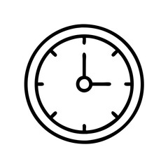 Clock showing time with simple black lines on white background