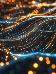 Dots and lines of network connections. Futuristic background. 3d model.