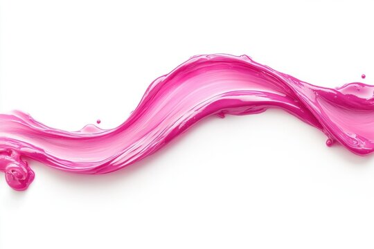 Pink Paint Swirl. Bright Pink Color. Thick Glossy Paint. Wave Shape. Abstract Background. Liquid Texture. Beauty Product.