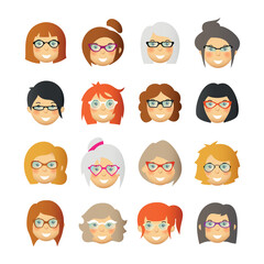 Woman vector avatar set in geometrical style