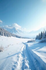 Expansive snowy plains; clear, cold winter day , nature, copy space