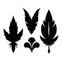 set of black silhouettes of wings or Mardi Gras Celebration Feathers icons vector illustration