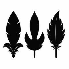 set of black silhouettes of wings or Mardi Gras Celebration Feathers icons vector illustration