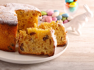 Easter panettone cake sliced