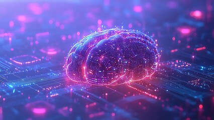 Digital Brain: A luminous brain made of electric circuits, symbolizing intelligence, technology, and the digital age, glowing with intricate details.
