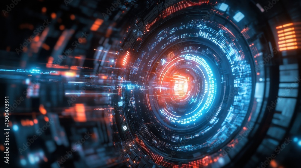 Poster abstract futuristic cyber defense system binary code background