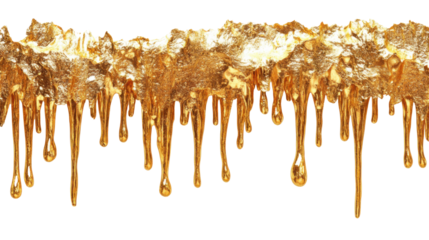 melted gold dripping isolated on white backgropund