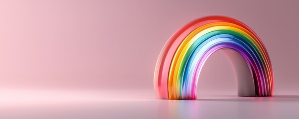 Colorful Rainbow Arch on Pink Background