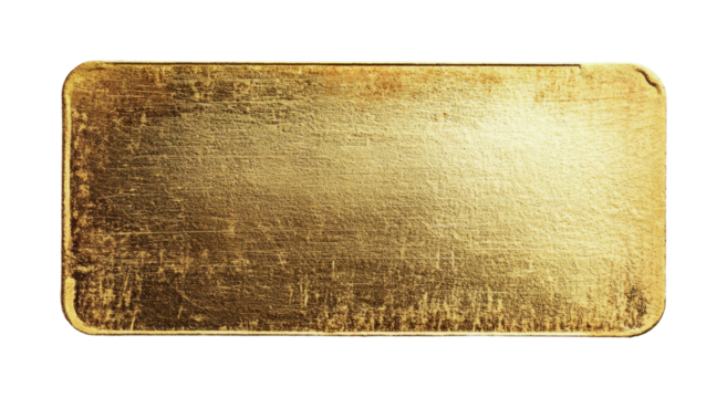 Golden metallic bar with a textured surface suitable for luxury design and branding purposes, cut out
