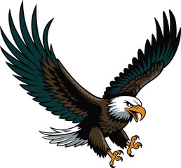 Majestic Bald Eagle in Flight Vector Illustration – Powerful Bird of Prey Clipart