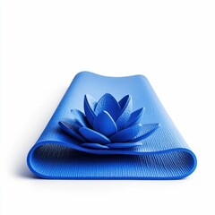 Yoga Mat with Lotus Flower Shape Design Isolated on White Background