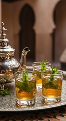 Moroccan Mint Tea Ceremony: Refreshing Glasses of Traditional Tea