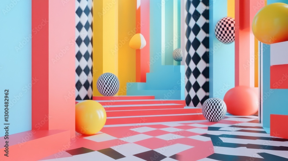 Poster background design featuring abstract shapes and colors creating a dynamic and visually engaging comp