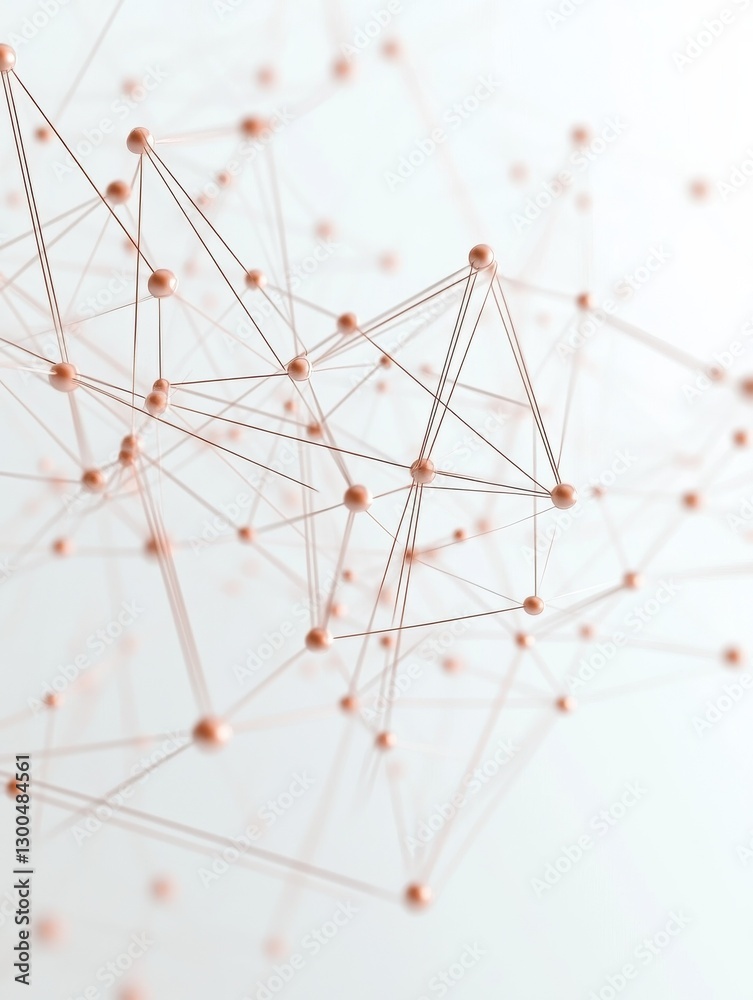 Poster conceptual image representing a social network with interconnected nodes and lines on a light backgr
