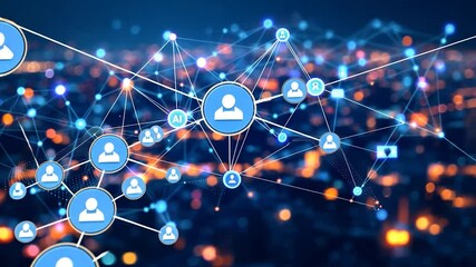 AI-Powered Network: Global Connectivity and Data Visualization - Powered by Adobe